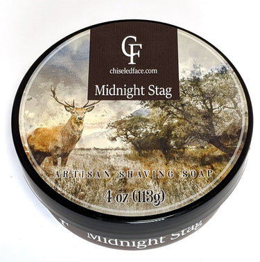 Silk Tallow Shave Soap - Midnight Stag - Chiseled Face